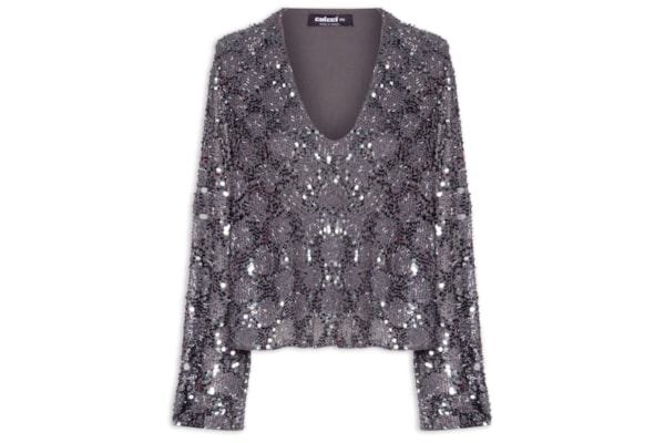 Blusa Feminina Paetê - Cinza