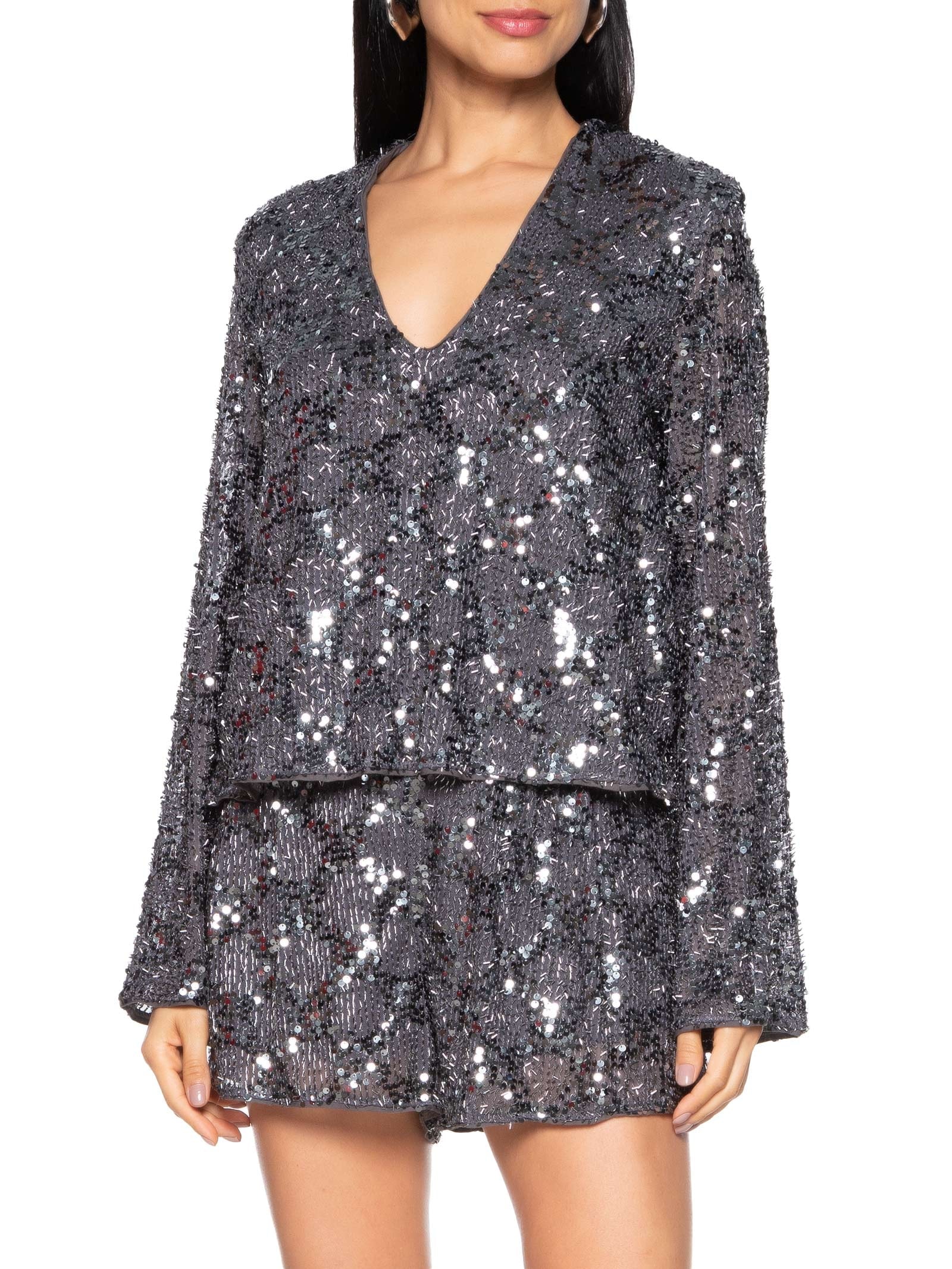 Blusa Feminina Paetê Cinza Colcci