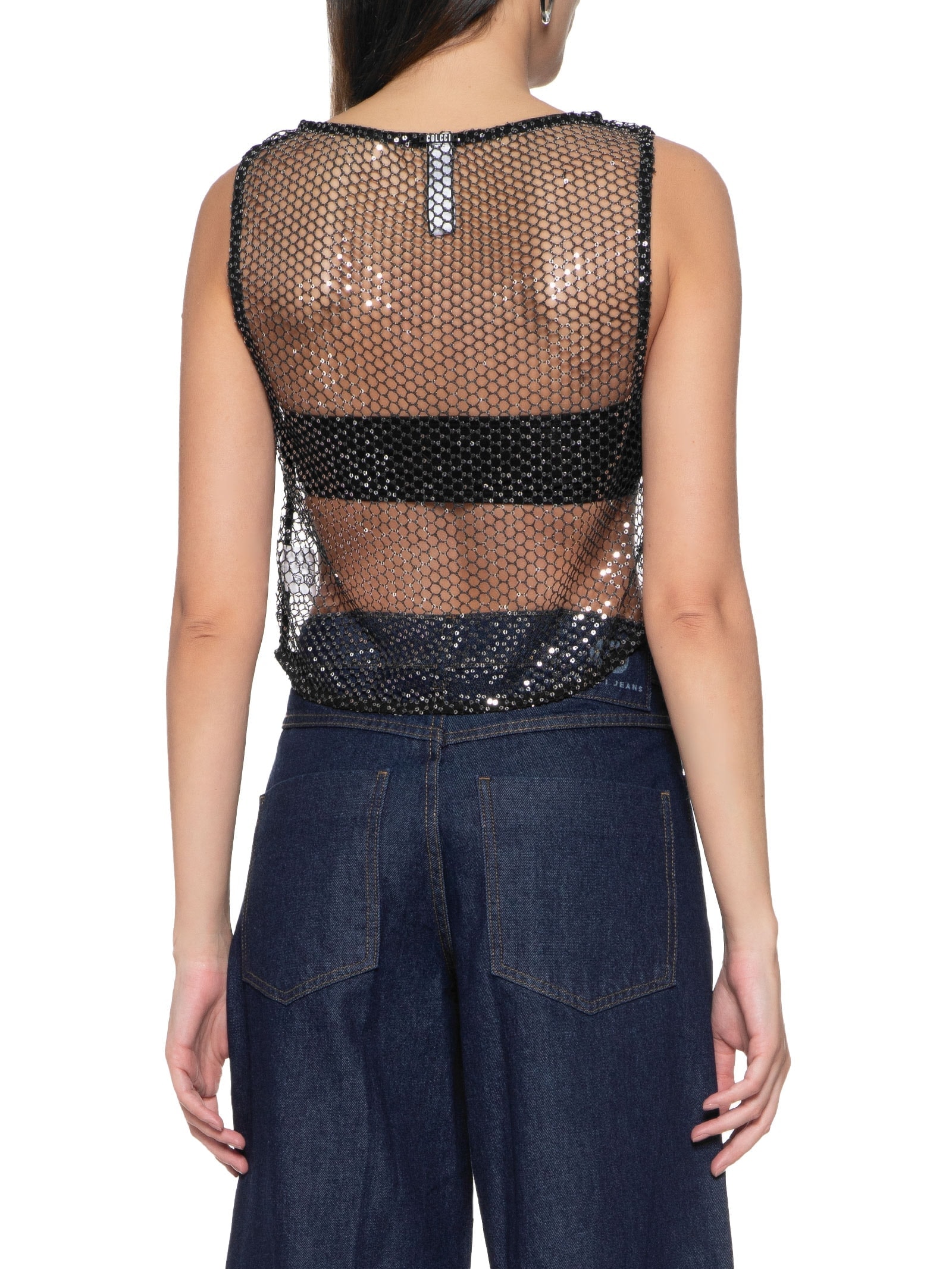 Blusa Feminina Paetê Preto Colcci