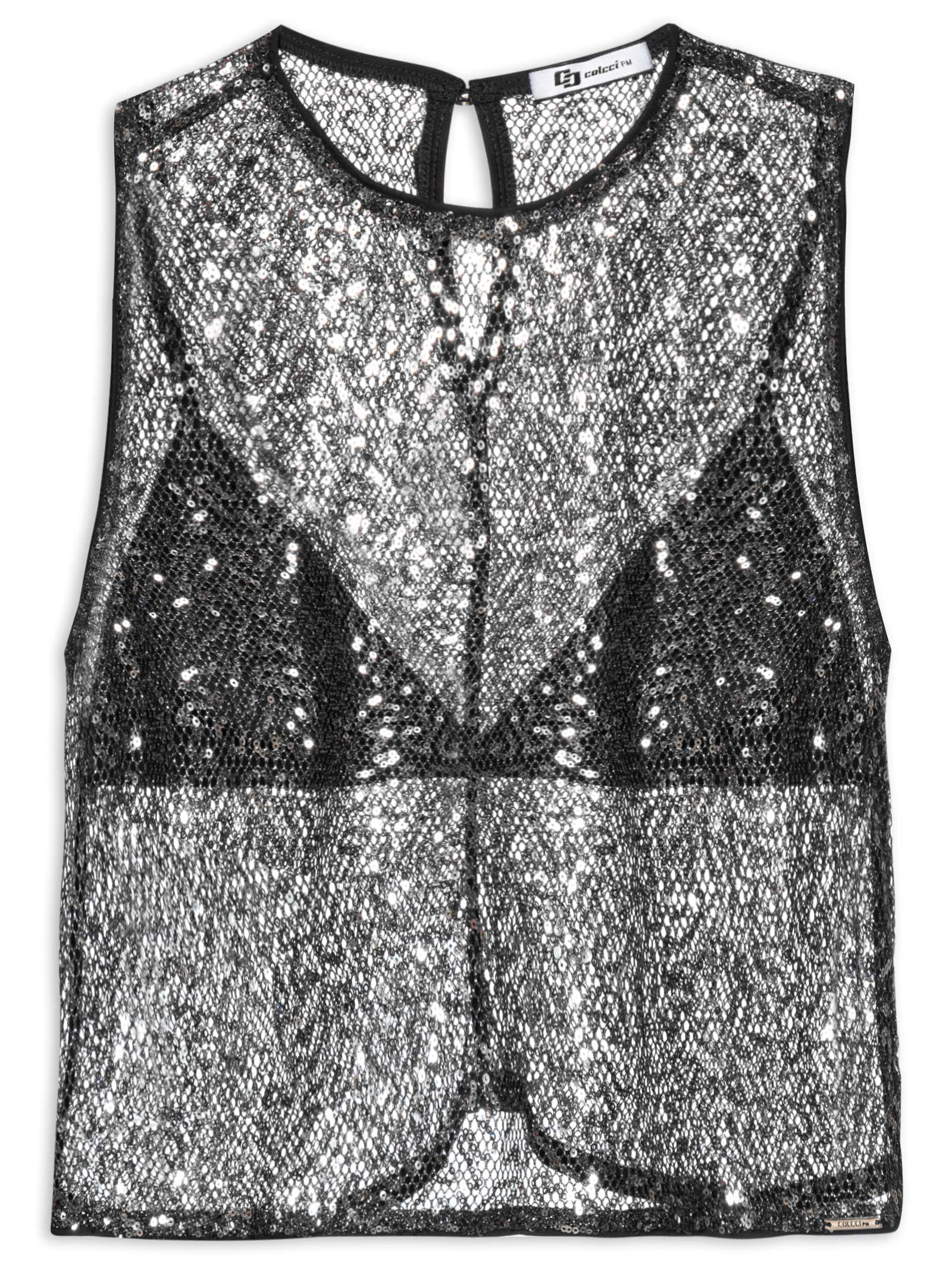 Blusa Feminina Paetê Preto Colcci