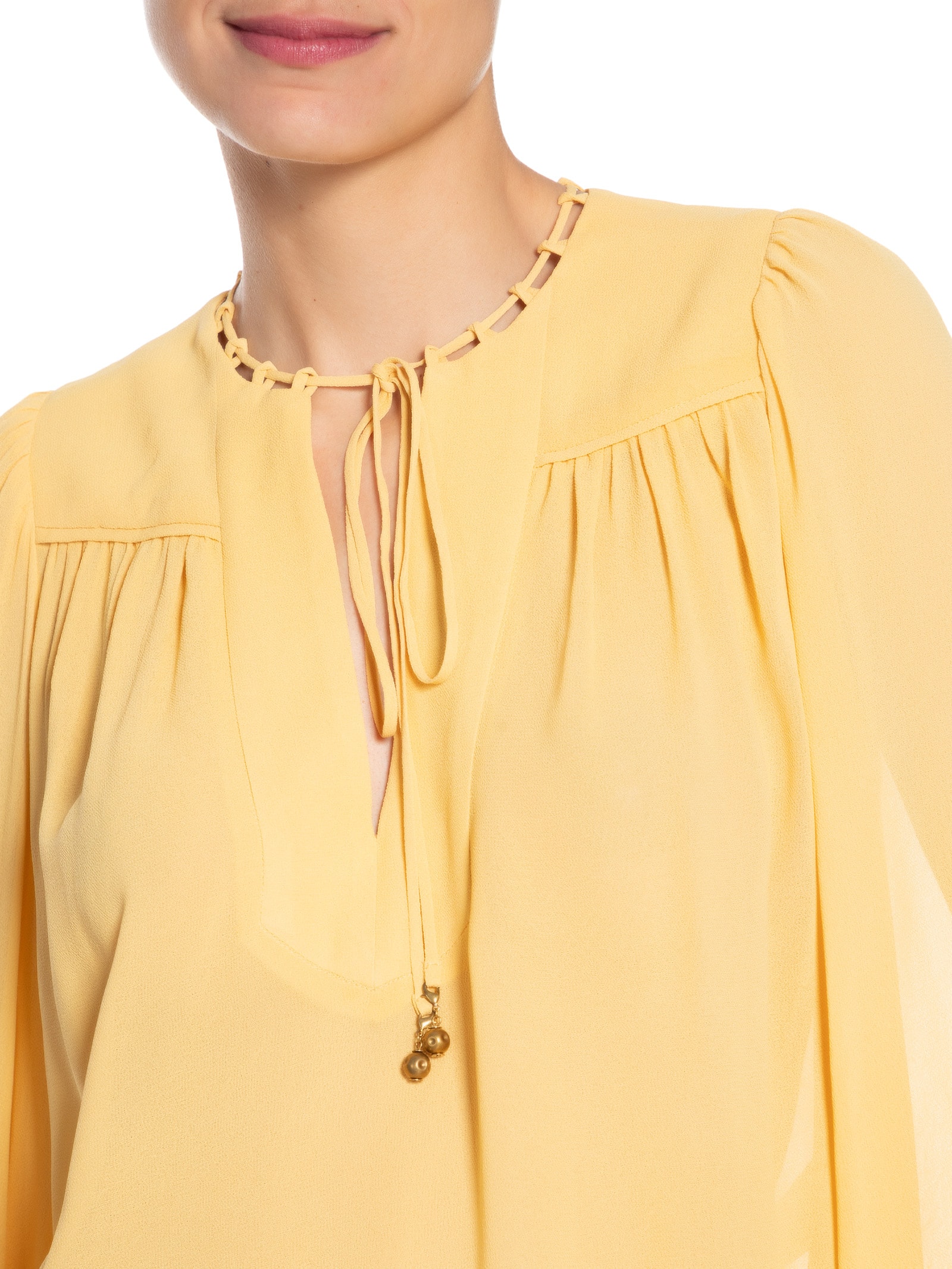Blusa Feminina Pala Franzida Amarelo Maria Filó