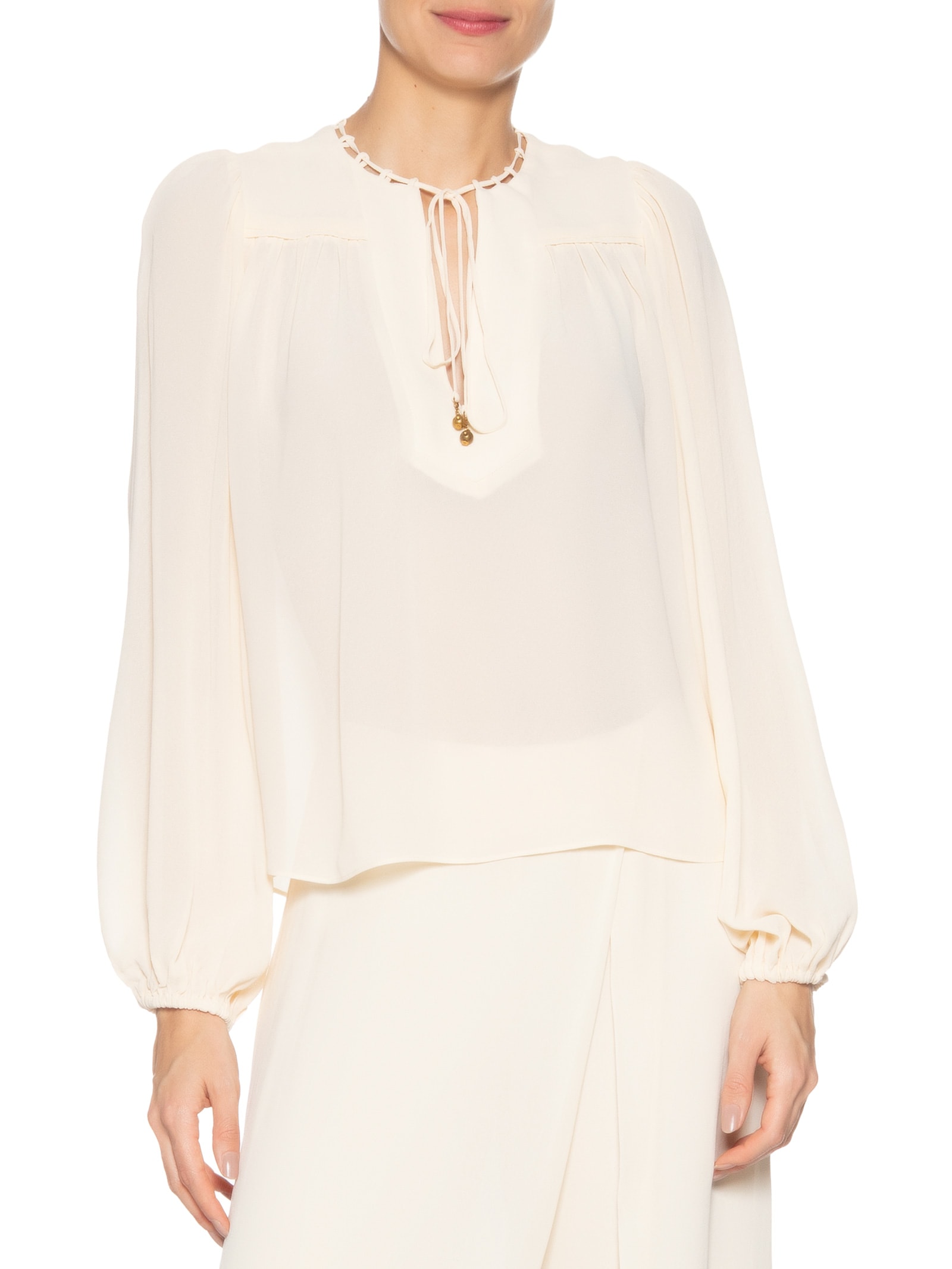 Blusa Feminina Pala Franzida Ggt Bege Maria Filó