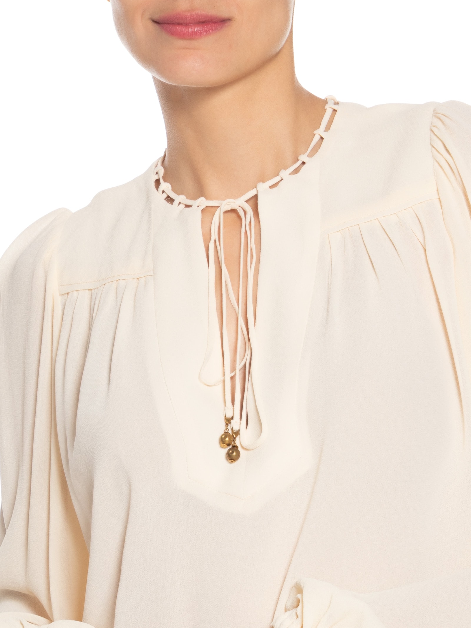 Blusa Feminina Pala Franzida Ggt Bege Maria Filó