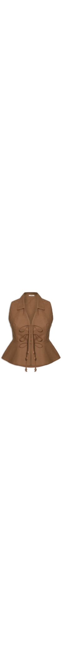 Blusa Feminina Peplum Amarração - Marrom