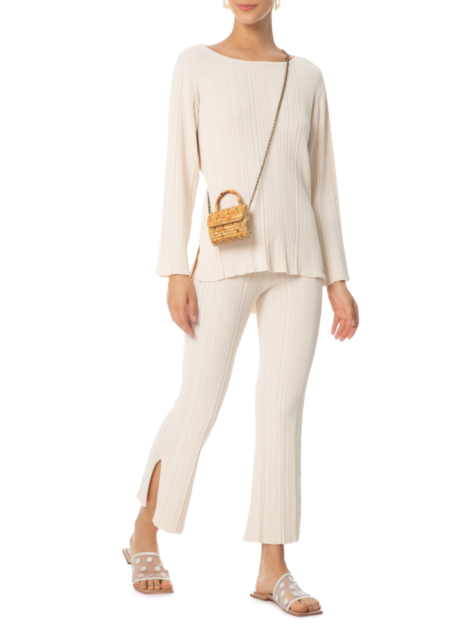 Blusa Feminina Plissada Off White Anselmi