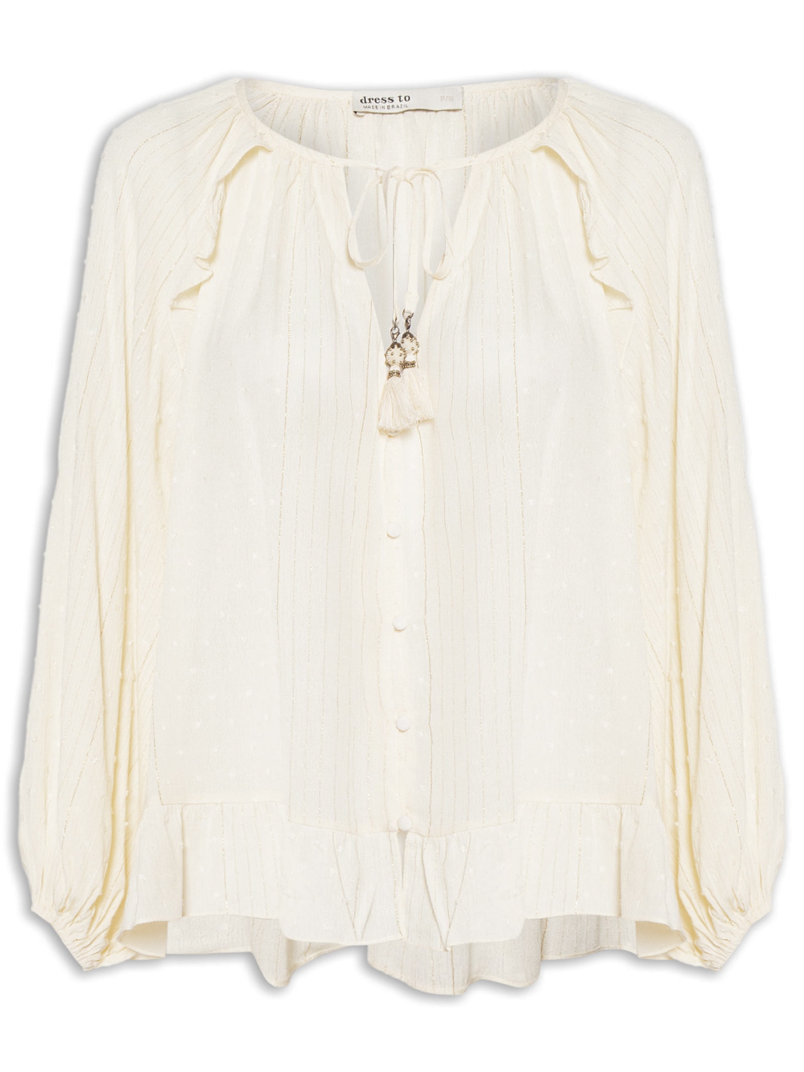 Blusa Feminina Poá Lurex Amarelo Dress To