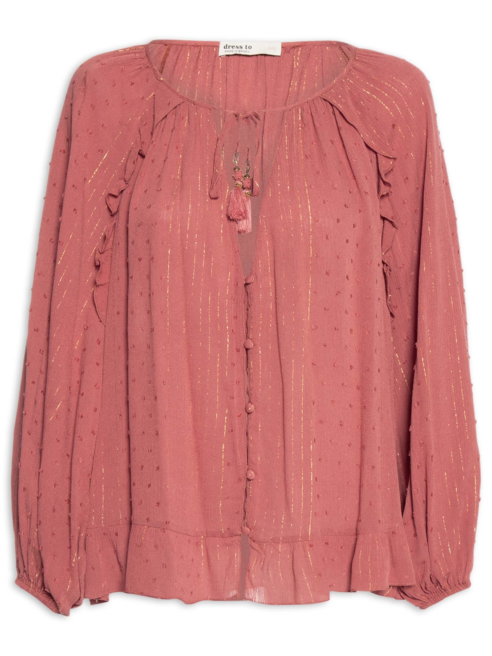 Blusa Feminina Poá Lurex Rosa Dress To