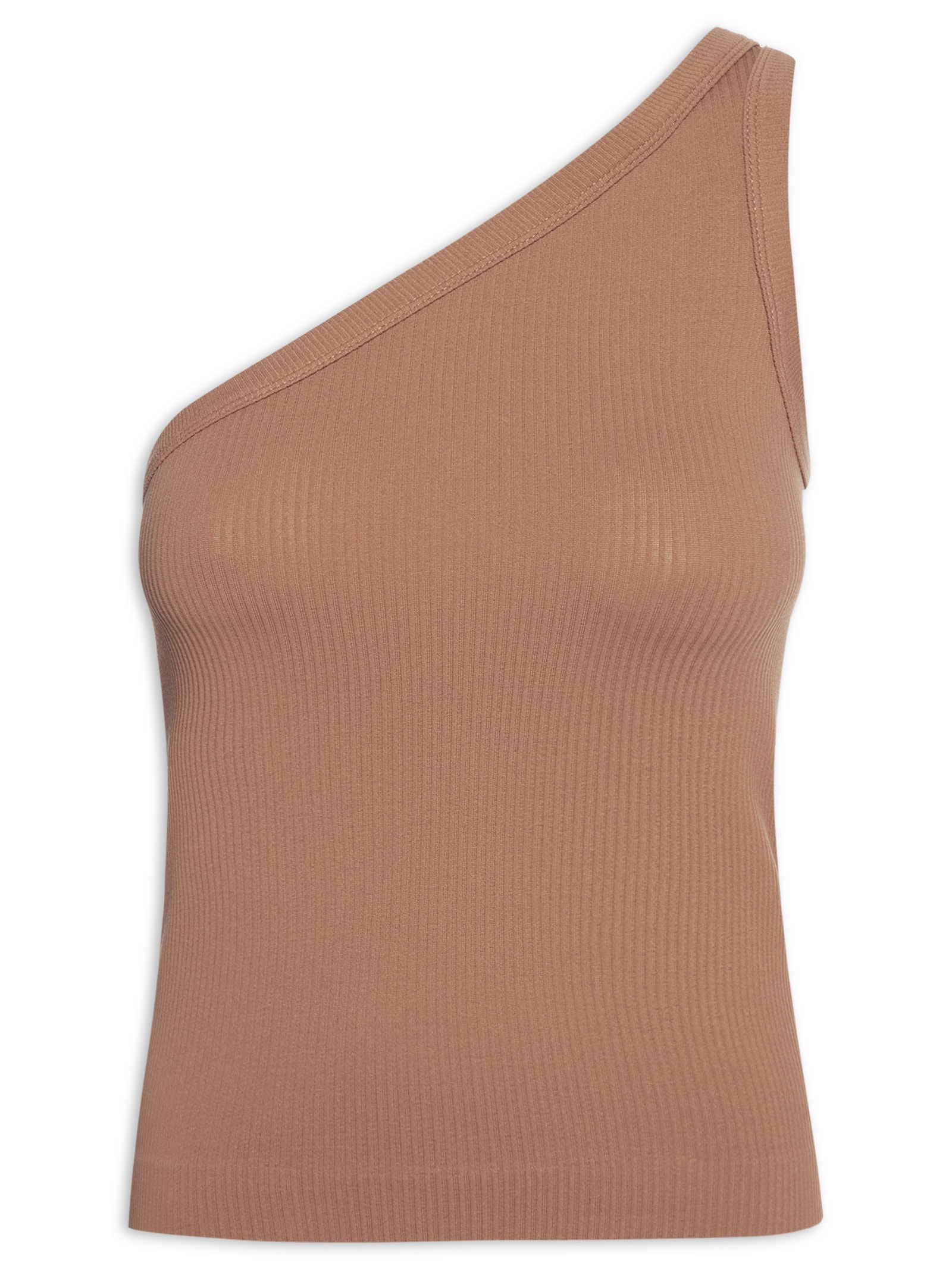 Blusa Feminina Poliamida Ombro Único Marrom Basiq