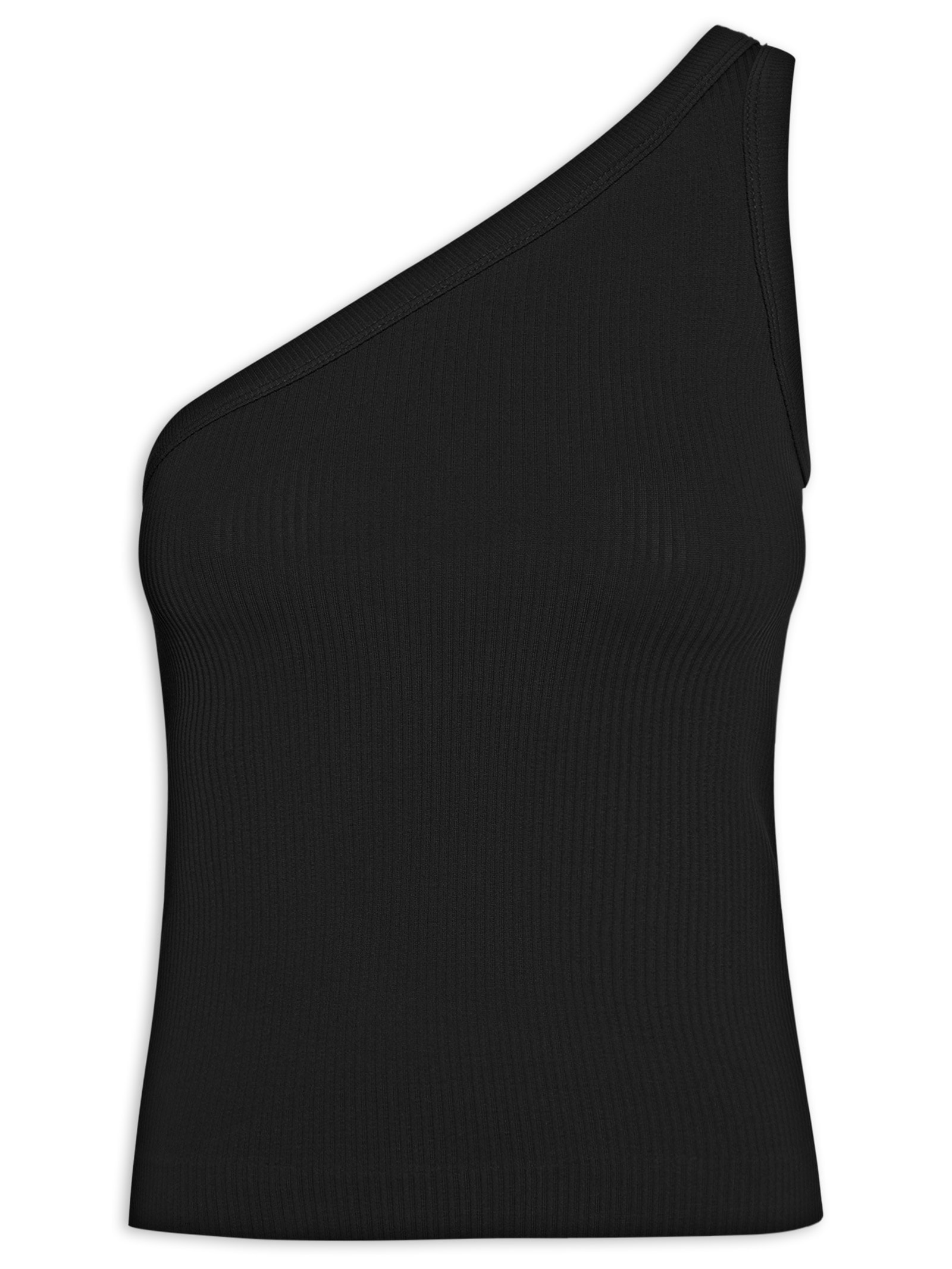 Blusa Feminina Poliamida Ombro Único Preto Basiq