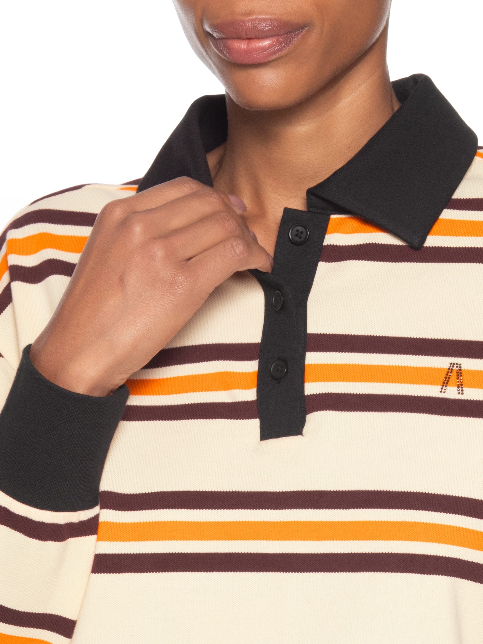 Blusa Feminina Polo De Malha Listrada Amarelo Animale Jeans