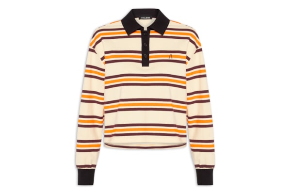 Blusa Feminina Polo De Malha Listrada - Amarelo