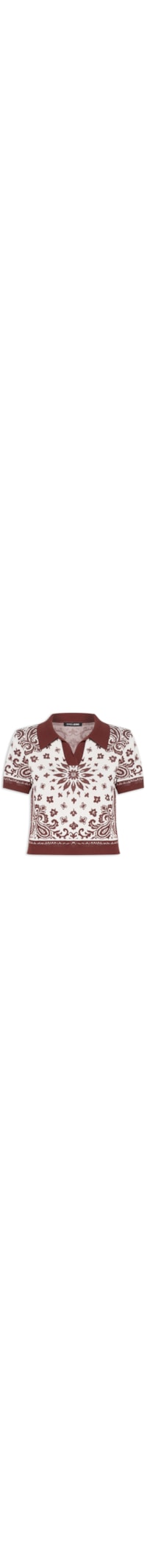 Blusa Feminina Polo De Tricot Bandana - Marrom
