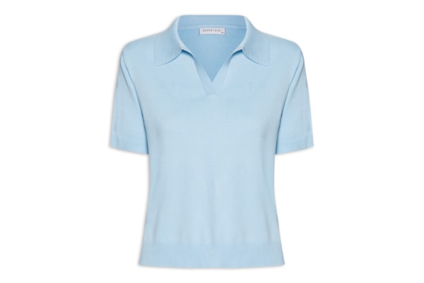Blusa Feminina Polo em Tricot - Azul