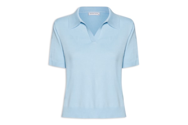 Blusa Feminina Polo em Tricot - Azul