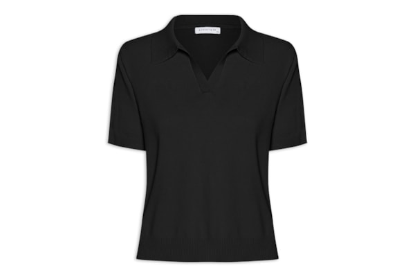 Blusa Feminina Polo em Tricot - Preto