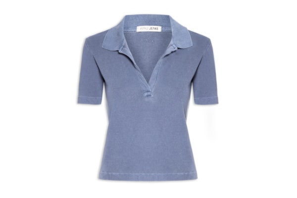 Blusa Feminina Polo Raglan Estonada - Azul