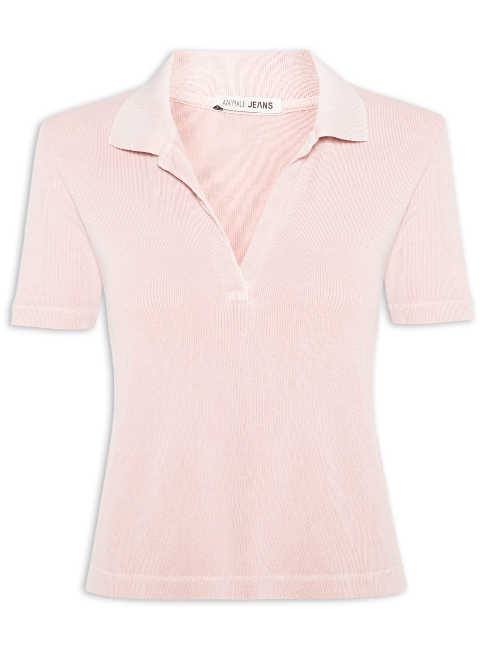 Blusa Feminina Polo Raglan Estonada Rosa Animale Jeans