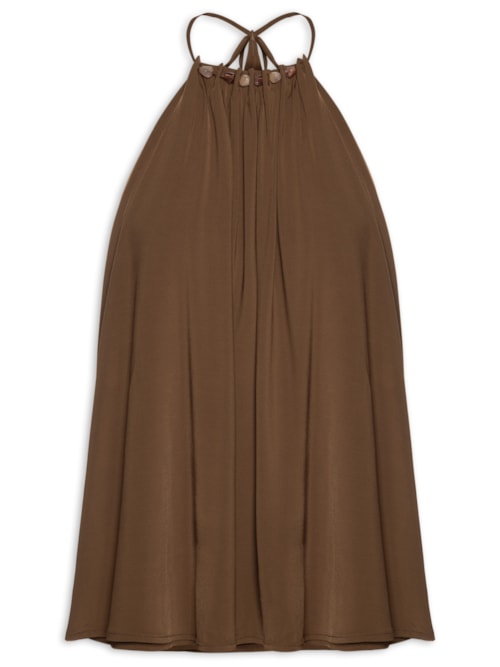 Blusa Feminina Pregas Adorno – Marrom