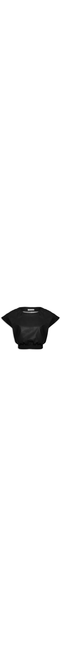 Blusa Feminina Pu Barra Elástica - Preto