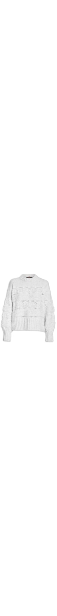 Blusa Feminina Pull Classic Decote Redondo Tricot - Branco