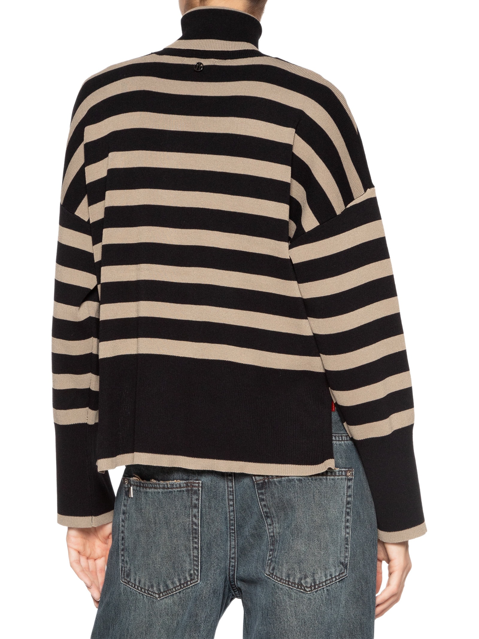 Blusa Feminina Pull De Tricot Amplo Listrado Preto Animale Jeans