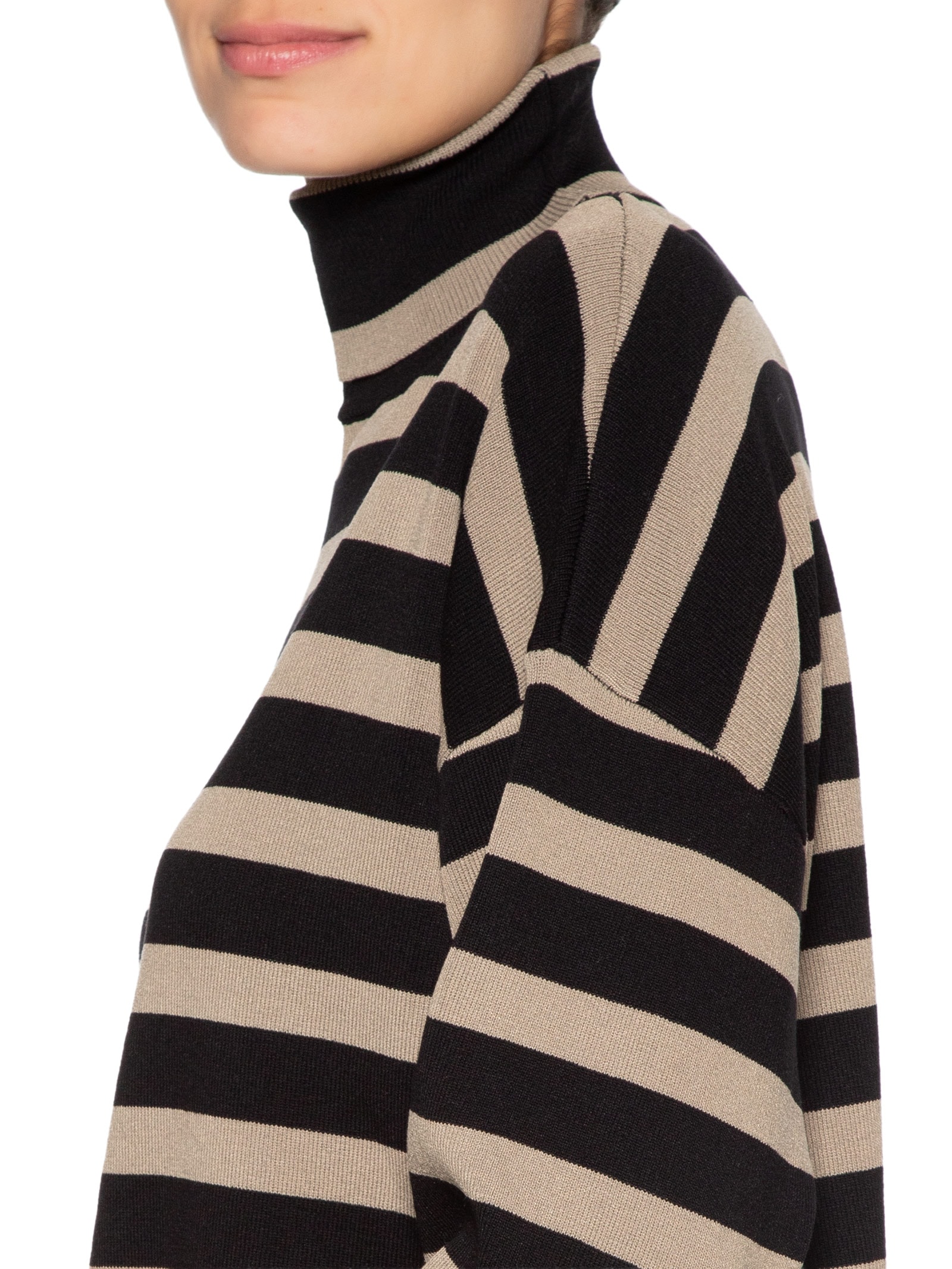 Blusa Feminina Pull De Tricot Amplo Listrado Preto Animale Jeans