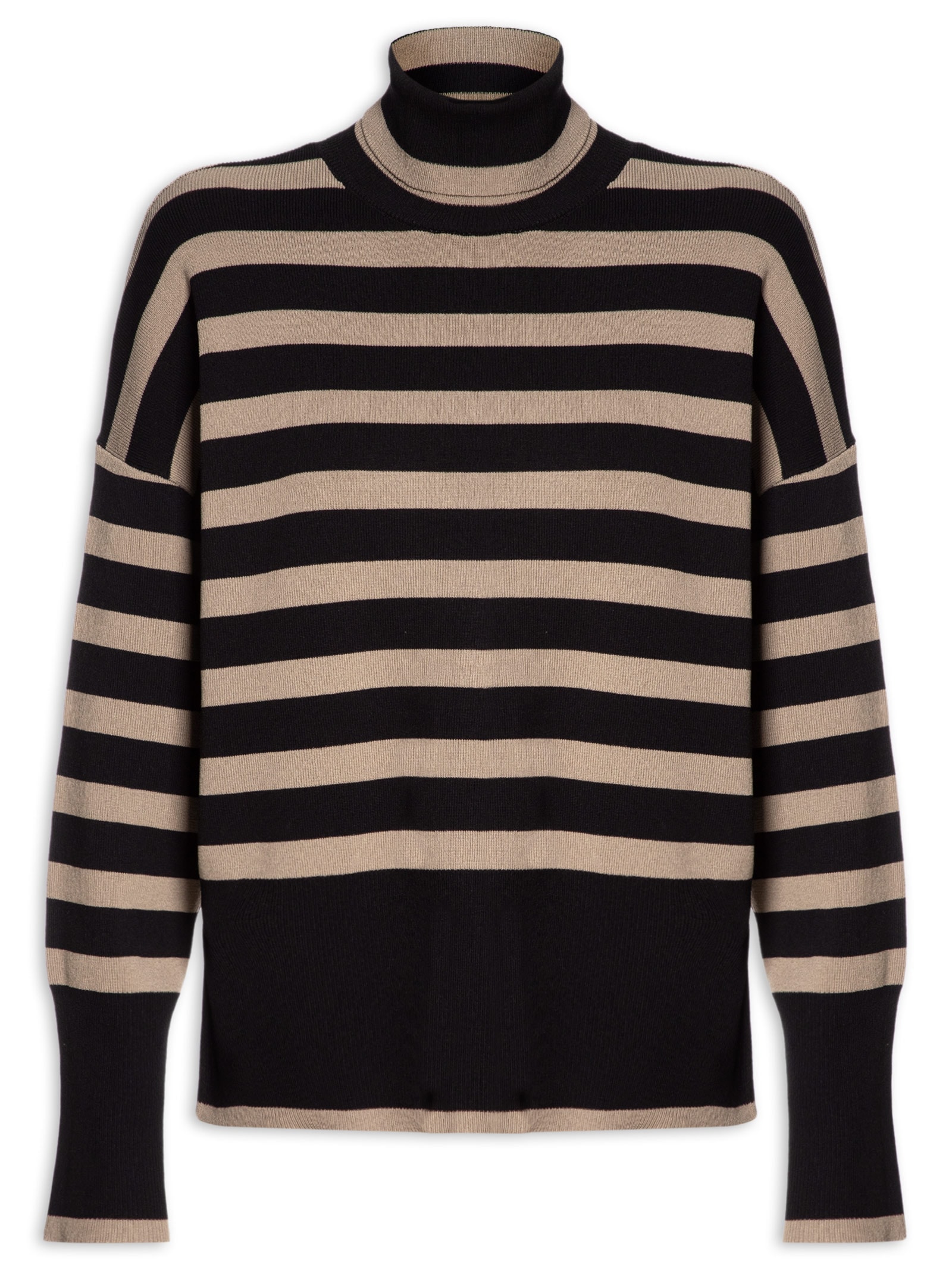 Blusa Feminina Pull De Tricot Amplo Listrado Preto Animale Jeans