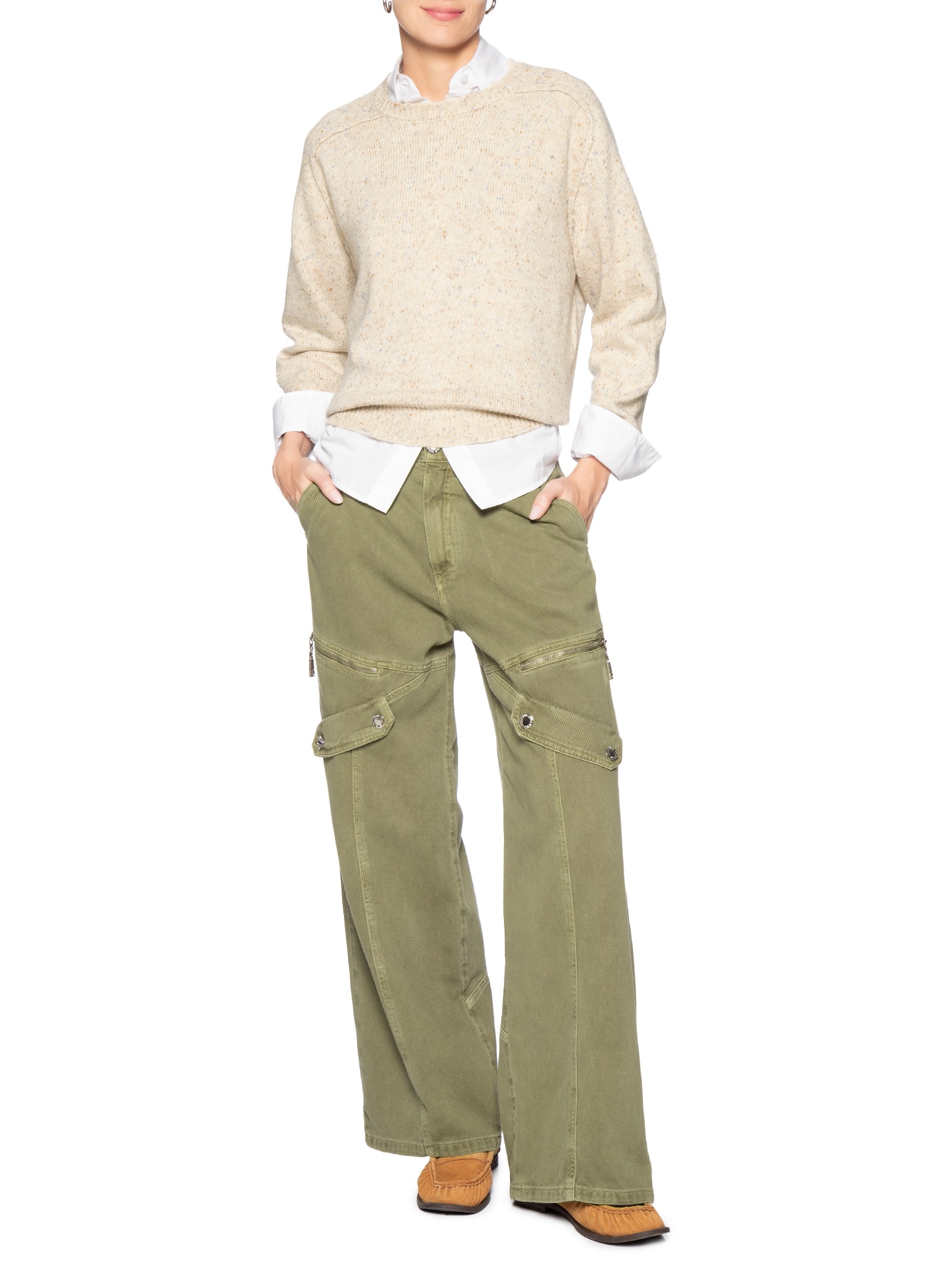 Blusa Feminina Pull De Tricot Bege Animale Jeans