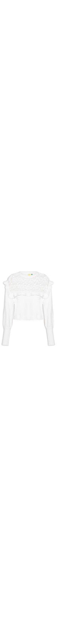 Blusa Feminina Pull Tricot Artesanal Pala Chochet - Branco
