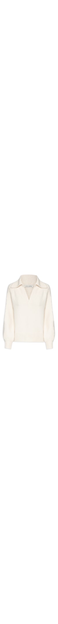 Blusa Feminina Pull Tricot Over Pelinho Decote V - Branco