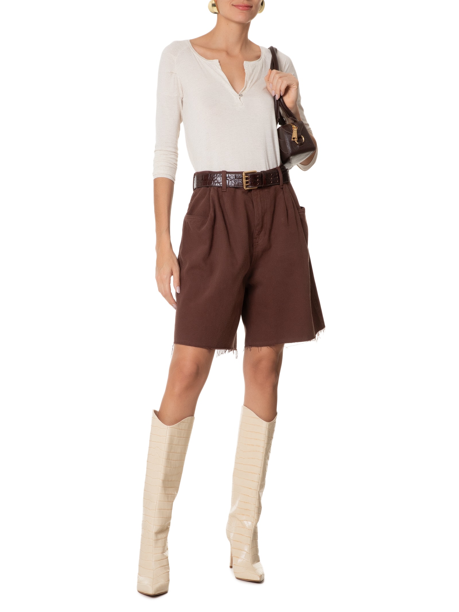 Blusa Feminina Raglan Desconstruída Basic Bege Animale