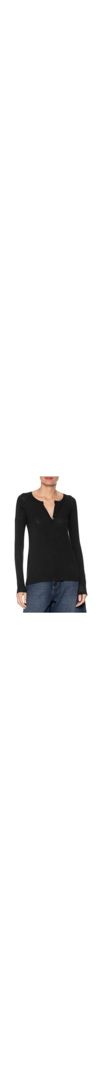 Blusa Feminina Raglan Desconstruída Básica - Preto