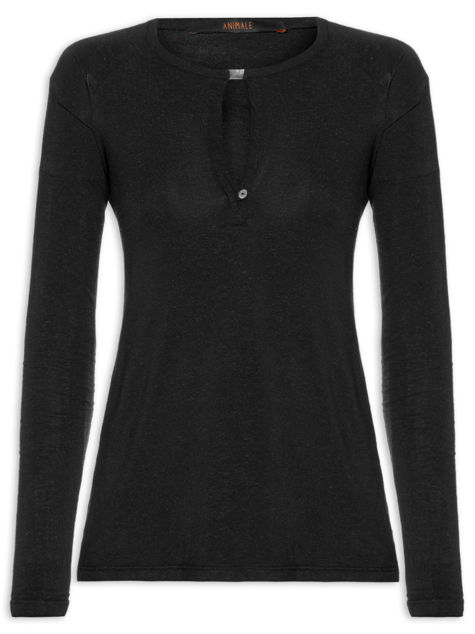 Blusa Feminina Raglan Desconstruída Básica Preto Animale