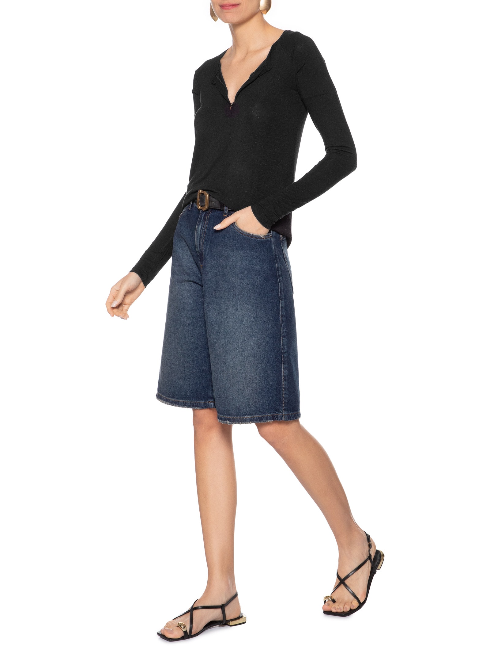 Blusa Feminina Raglan Desconstruída Básica Preto Animale