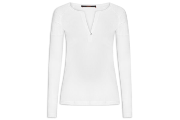 Blusa Feminina Raglan Desconstruída - Branco