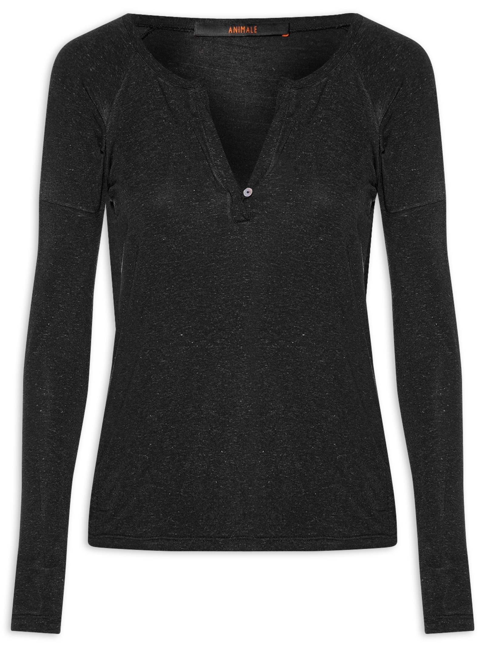 Blusa Feminina Raglan Desconstruída Preto Animale