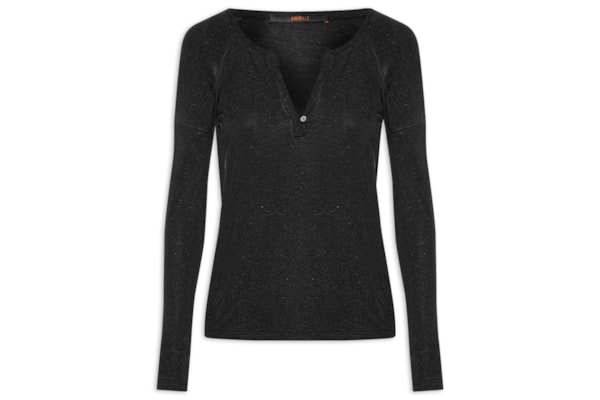 Blusa Feminina Raglan Desconstruída - Preto