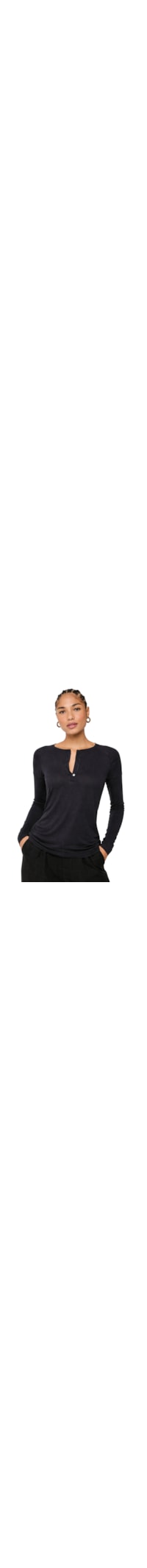 Blusa Feminina Raglan Desconstruída - Preto