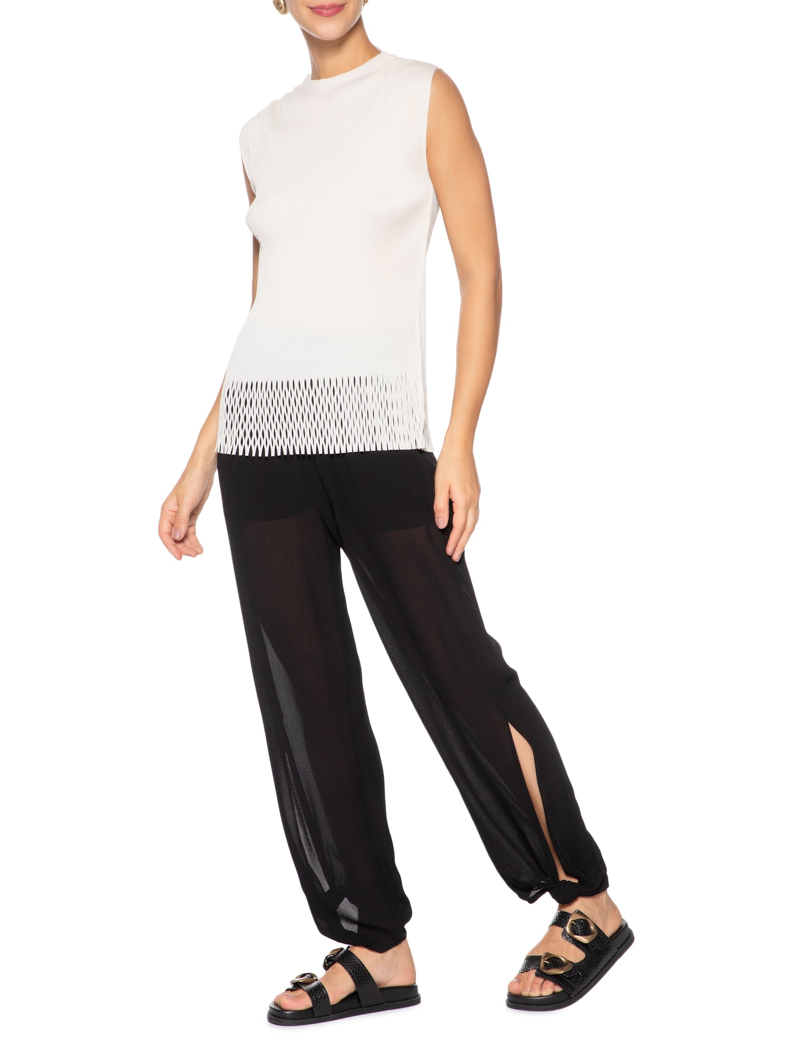 Blusa Feminina Raglan Gola Plisse Off White Osklen