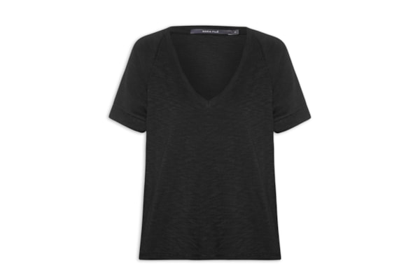 Blusa Feminina Raglan Manga Curta - Preto
