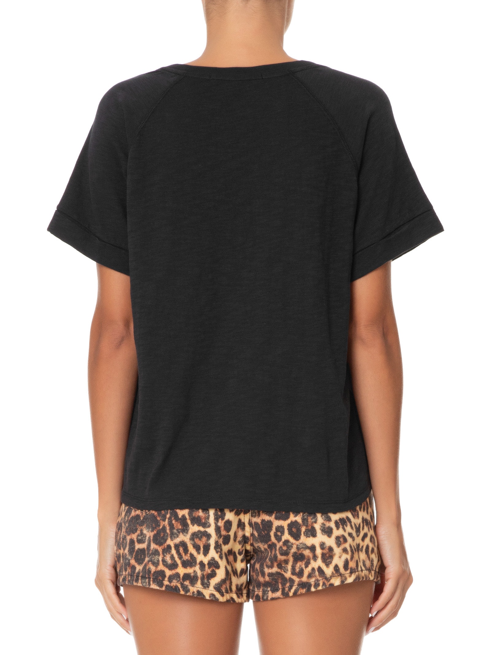 Blusa Feminina Raglan Manga Curta Preto Maria Filó