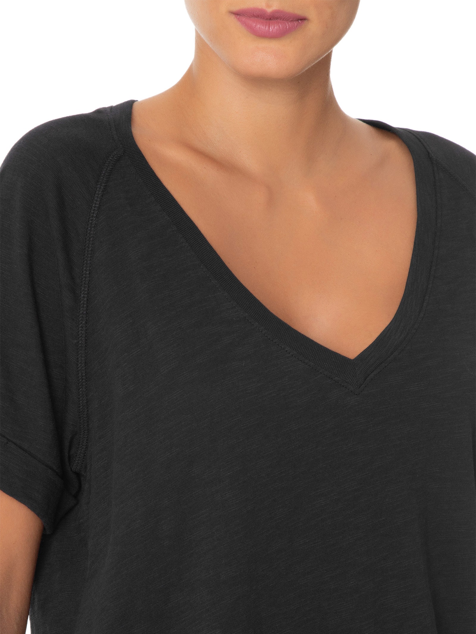 Blusa Feminina Raglan Manga Curta Preto Maria Filó