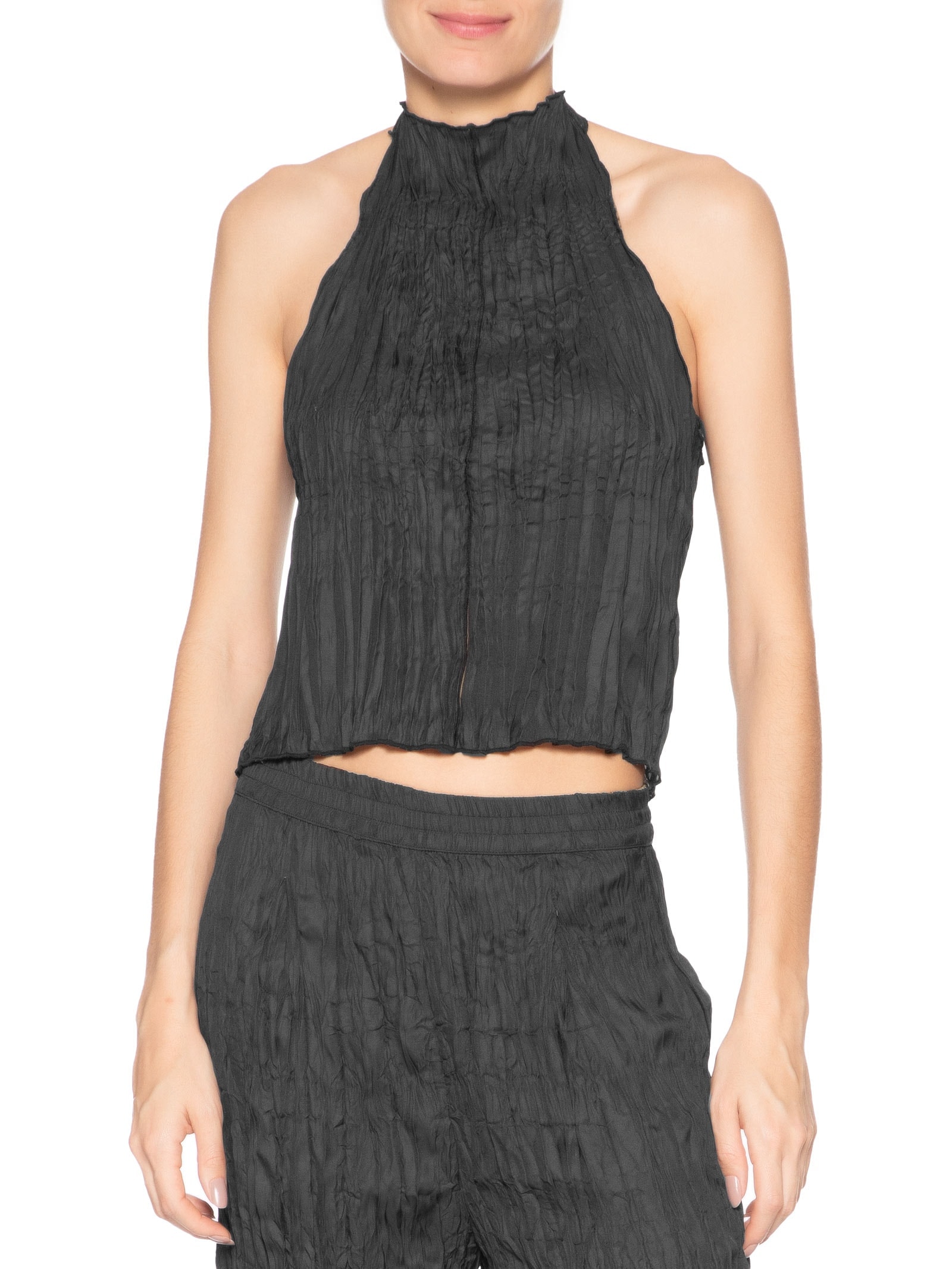 Blusa Feminina Raglan Wrinkle Satin Double Face Preto Osklen