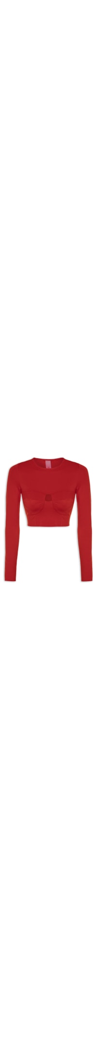 Blusa Feminina Recortes Cropped - Vermelho