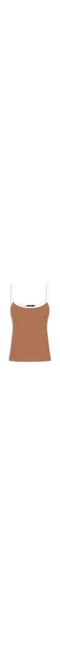 Blusa Feminina Regata Alça Larga Bicolor - Marrom