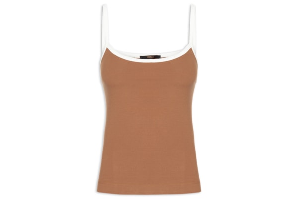 Blusa Feminina Regata Alça Larga Bicolor - Marrom