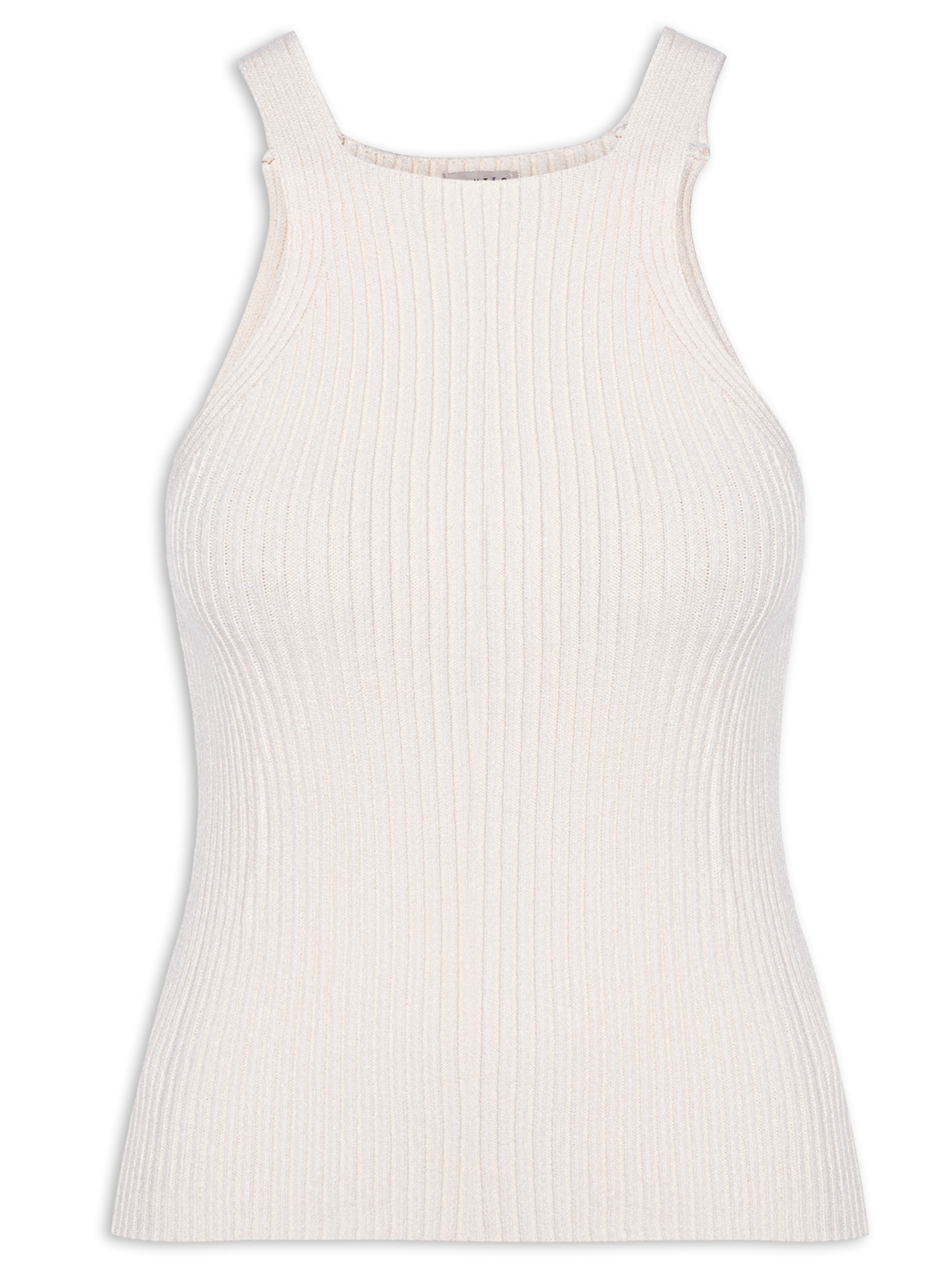 Blusa Feminina Regata Alcinha Tricot Bege Cantão