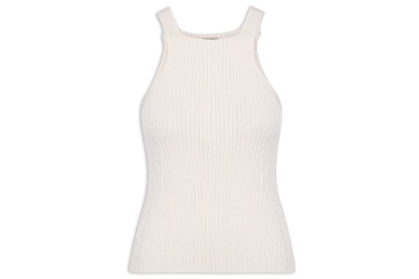 Blusa Feminina Regata Alcinha Tricot - Bege