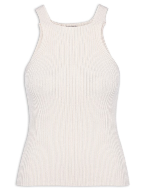 Blusa Feminina Regata Alcinha Tricot – Bege