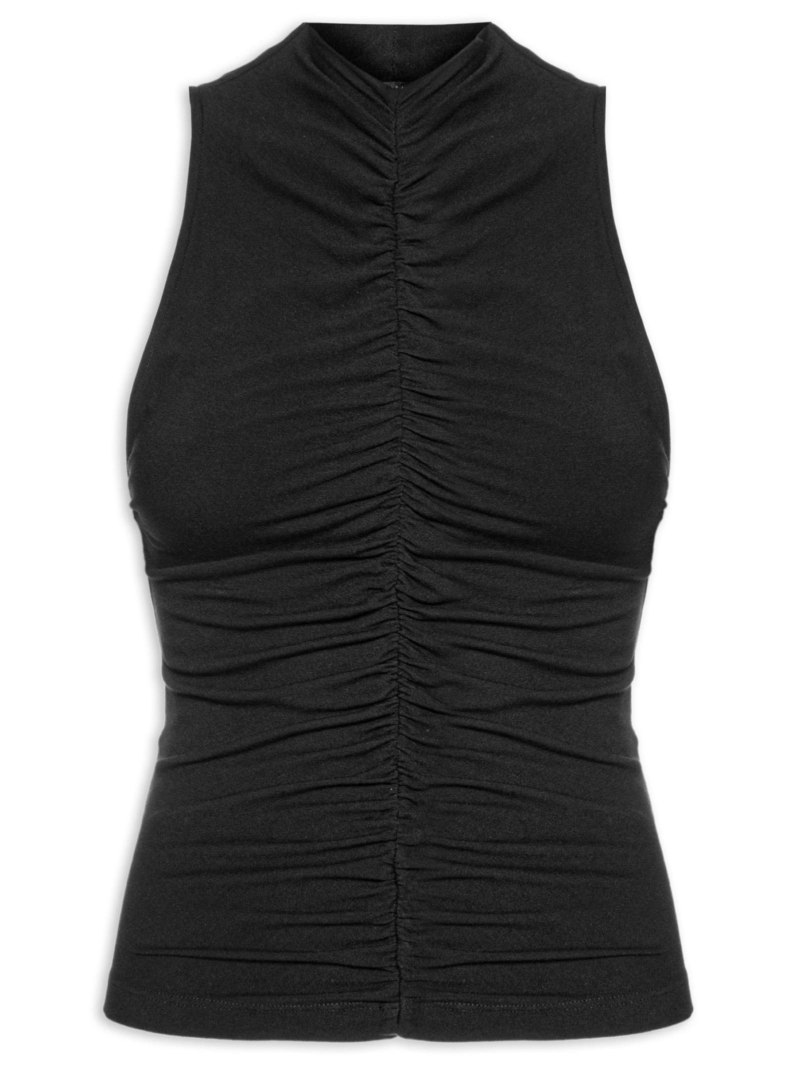 Blusa Feminina Regata Franzida– Preto Animale